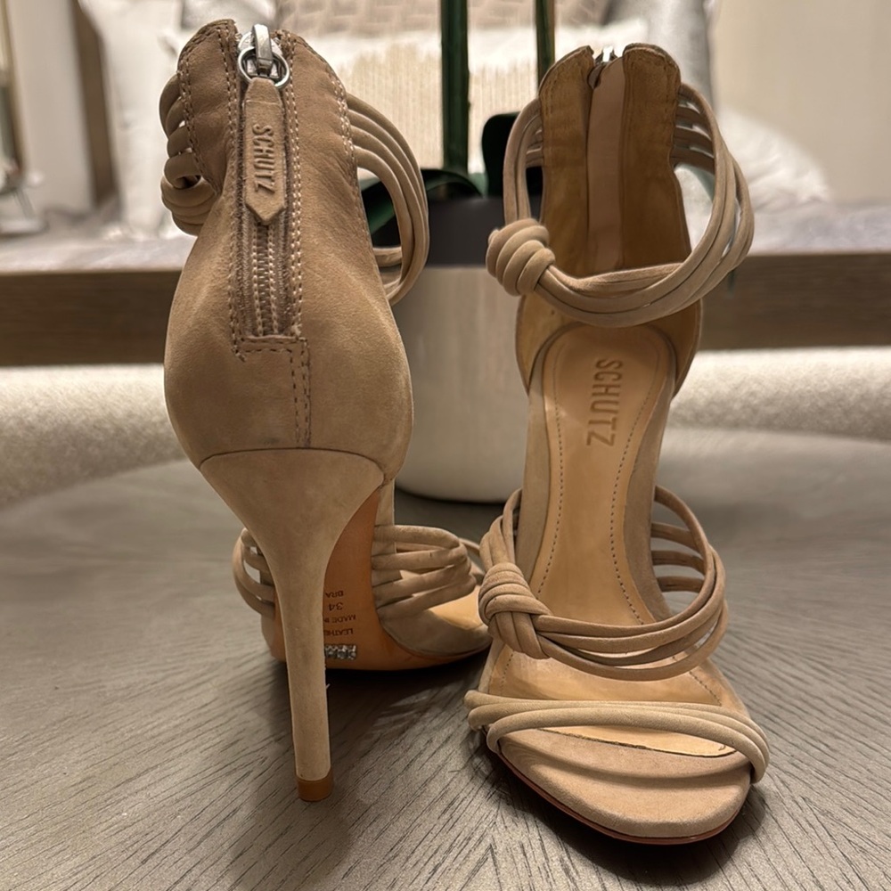 SCHUTZ Tan Stiletto Heels with Ankle Strap - Picture 3 of 9